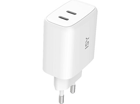ISY IWC-0004 45W 2xUSB C WT Güç Adaptörü Beyaz