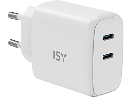 ISY IWC-0004 45W 2xUSB C WT Güç Adaptörü Beyaz