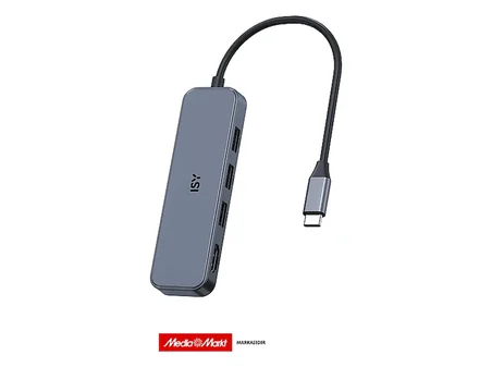 ISY IAD-0001 4-in-1  USB-C Çok Portlu Adaptör Gümüş