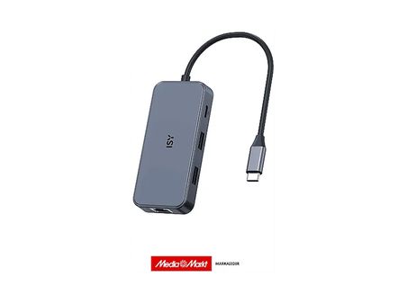 ISY IAD-0003 7-in-1 USB-C Çok Portlu Adaptör Gümüş