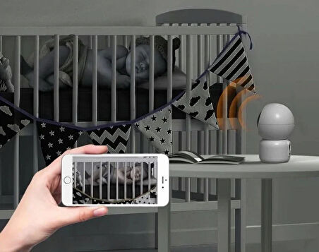 360 Derece Dönebilen Full HD - 1080P Wi - Fi Akıllı IP Kamera Bebek Odası, Salon, Güvenlik  Kamerası
