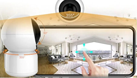 360 Derece Dönebilen Full HD - 1080P Wi - Fi Akıllı IP Kamera Bebek Odası, Salon, Güvenlik  Kamerası