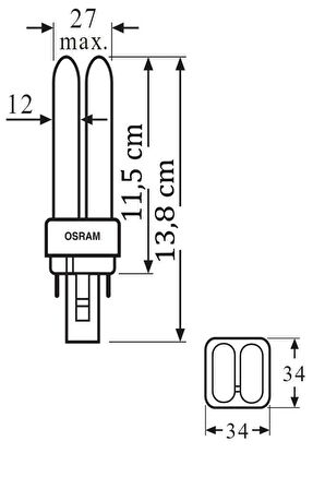 Osram Dulux D 13W 2P PLC Ampul 2700K Sarı - 13,98 Spot Lamba 