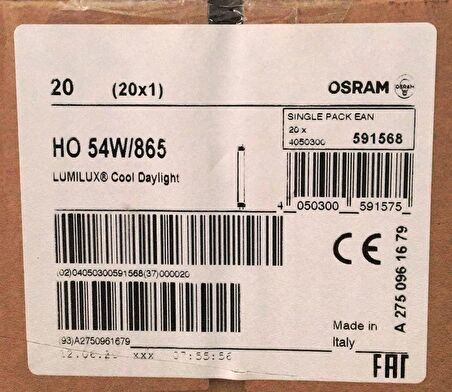 Osram Ho 54W/865 T5 Ampul Beyaz Işık - 20 Adet