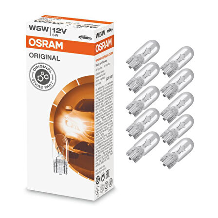 Osram 2825 W5W T10 Dipsiz Ampul 12V 5W 10 Adet