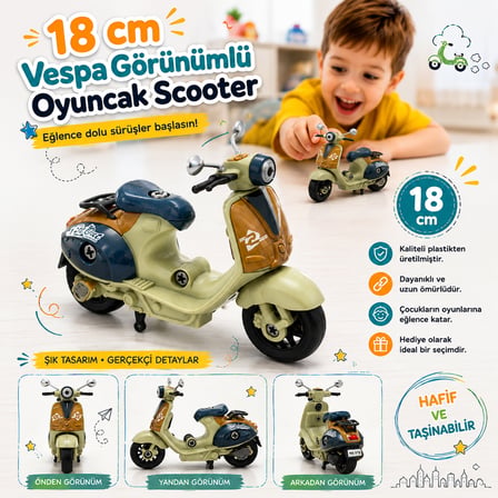 18 cm klasik Oyuncak Scooter motor