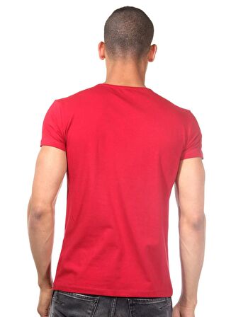 Darkzone Bisiklet Yaka Düz Bordo Erkek T-Shirt DZN8506