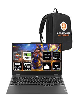 Lenovo LOQ R7 7435HS 24GB 4TB SSD RTX4050/6GB 105W 144Hz FHD 15.6" FDOS Gaming Laptop & PER4 ÇANTA