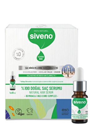 Siveno %100 Doğal Onarıcı Yoğunlaştırıcı Bakım Serumu Bitkisel Yıpranmış ve Dökülen Saçlara Özel 4X10 ml