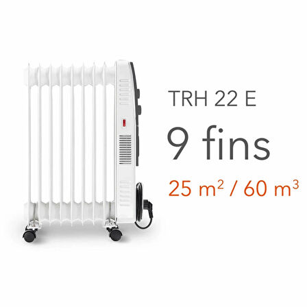 Trotec TRH 22 E Yağlı Radyatör 2400 W 9 Dilim Fanlı