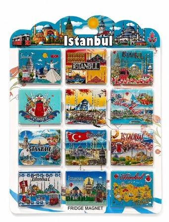 İstanbul Temalı Silikon Buzdolapı Süsü Magnet 12'li Set Alk5806