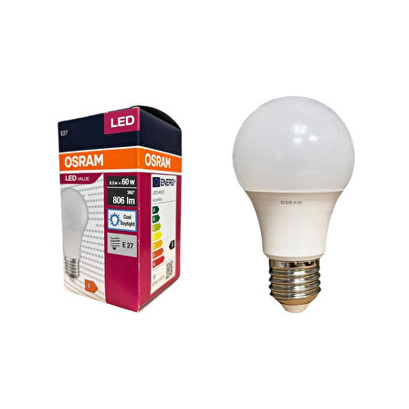 Osram Led Value 8.5 Watt Led Ampul 6500K Beyaz E27-10 Adet