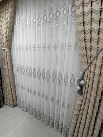 NİVEMESHOME SERAP GÜMÜŞ 1/2,5 PİLELİ BAMBU TÜL PERDE