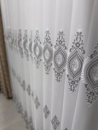 NİVEMESHOME SERAP GÜMÜŞ 1/2,5 PİLELİ BAMBU TÜL PERDE