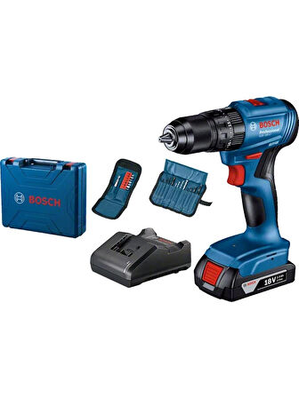 Bosch Professional GSB 185-Li 2.0 Ah Tek Akülü Kömürsüz Motor Darbeli Matkap + 23 Parça Aksesuar Set - 06019K3102