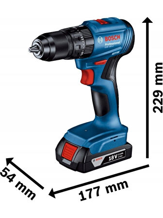 Bosch Professional GSB 185-Li 2.0 Ah Tek Akülü Kömürsüz Motor Darbeli Matkap + 23 Parça Aksesuar Set - 06019K3102