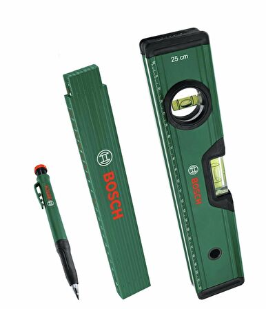 Bosch Home and Garden Su Terazisi - Katlanır Metre - Kalemli İşaretleme Seti - 1600A02W7S