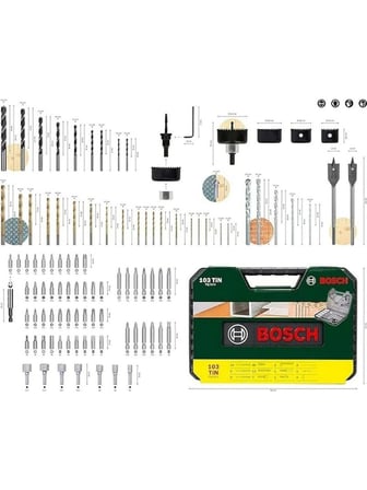 Bosch Gsb 183-LI 18V 2AH Darbeli Tek Akülü Vidalama Şarjlı Matkap ve 103 Parça Karışık Aksesuar Seti