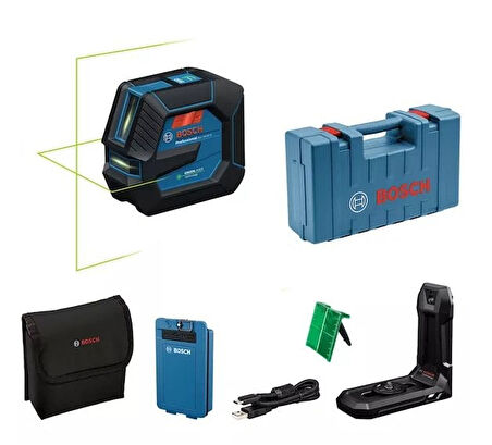 BOSCH GLL 20-22 G Akülü Yeşil Lazer Terazi Mıknatıs Aparatlı Çapraz Çizgili