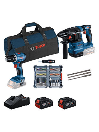 Bosch Gsr 18V-45 Akülü Vidalama + Gbh 18V-22 Kırıcı Delici 2 x 4 Ah Akülü Kombo Set 0615V0003D