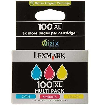 Lexmark 100XL-14N0850E Renkli Orijinal Kartuş Paketi