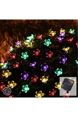 Solar 30 Ledli Çiçekli RGB Bahçe Aydınlatma Dekorasyon Güneş Enerjili