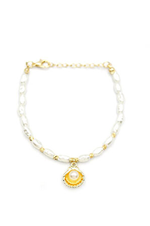 İnci Bileklik - Altın