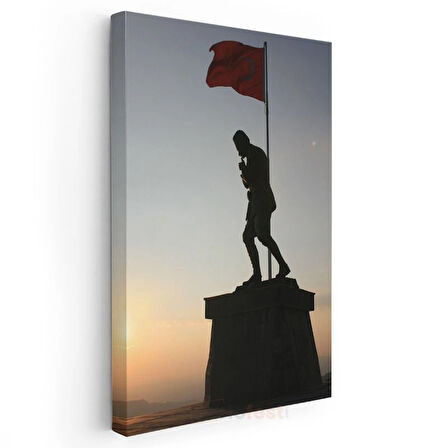 Atatürk Silueti - Gün Batımında Anıt Heykel Kanvas Tablo