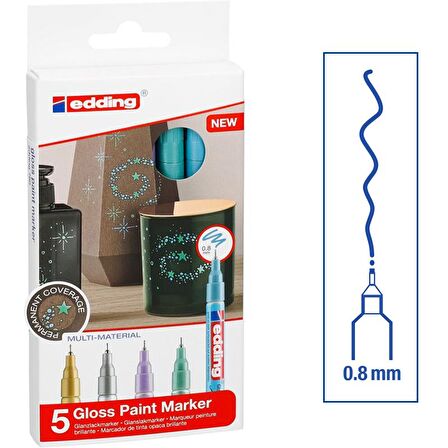 Edding 780 Gloss Paint Marker Metalik Renkler 0.8mm 5li Set