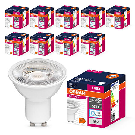 Osram LED Value PAR16 4.5W GU10 6500K Soğuk Beyaz Ampul 10 Adet