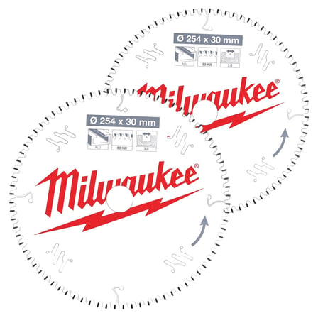 Milwaukee 254x30mm 60T/80T Ahşap Daire Testere Bıçağı 2'li