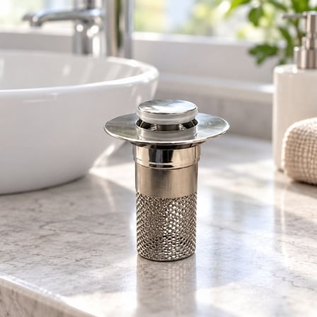 Kararlı Ticaret Sepet Filtreli Basmalı Lavabo Gider Süzgeci, Uzun Silindirik Filtreli Lavabo Tıpası, Saç ve Kalıntı Toplayıcı Gider Filtresi