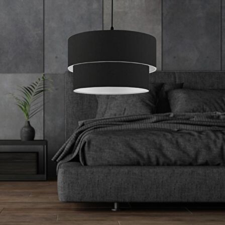 North Home Dark Siyah Kumaş İki Katlı Pasta Avize Yatak Odası Salon Sarkıt