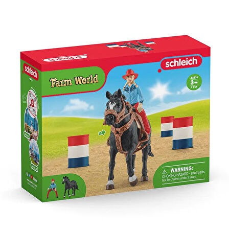 Schleich Kovboy Kız ve Fıçılı At Yarışı 42576