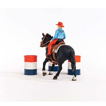 Schleich Kovboy Kız ve Fıçılı At Yarışı 42576