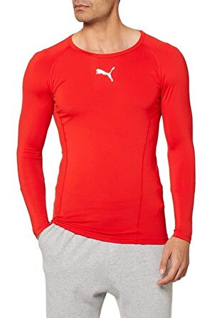 Puma O Yaka Düz Kırmızı Erkek T-Shirt 65592001 LIGA Baselayer Tee LS