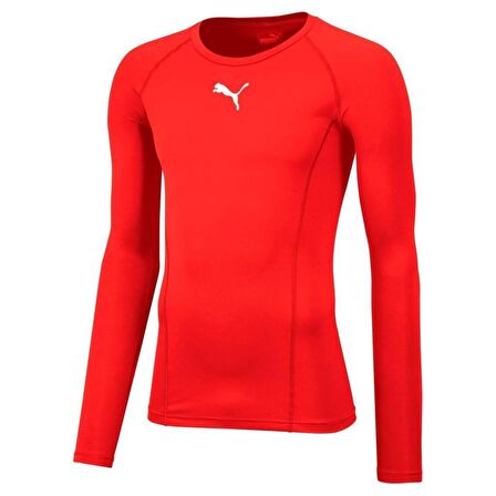 Puma O Yaka Düz Kırmızı Erkek T-Shirt 65592001 LIGA Baselayer Tee LS