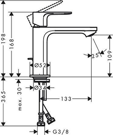 Hansgrohe Rebris S Lavabo Bataryası 110 Kumandalı