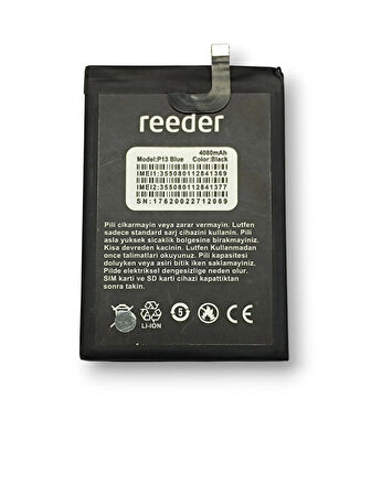 Reeder P13 Blue Batarya Reeder Uyumlu 405988P Batarya Soketli