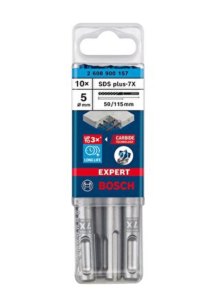 Bosch Expert 5x115 mm 10’lu Yeni Sds Plus-7X Matkap Ucu 2608900157