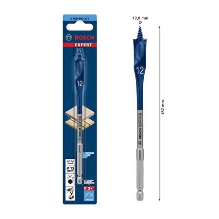 Bosch EXP SCS Yaprak Ahşap Matkap Ucu HEX 12x152mm - 2608900312