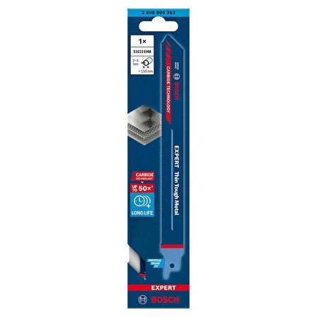 Bosch EXPERT Thin Tough Metal S 1022 EHM 200 mm Panter Testere Bıçağı 1 parça - 2608900363