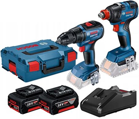 Bosch GSR 18V-50 4.0 Ah Çift Akülü Vidalama Makinesi + GDX 18V-200 Akülü Matkap