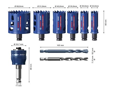 Bosch Expert 9 Parça Sert Malzemeleri için Panç Seti 2608900446