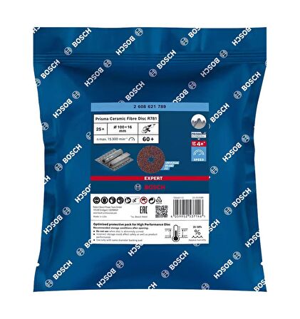 Bosch R781 Expert 100 mm 60 kum Metal Disk Zımpara 2608621789