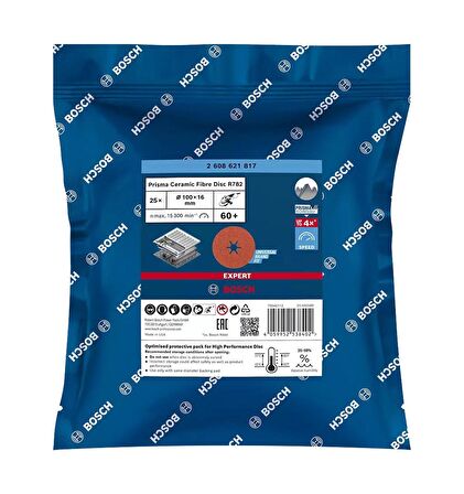 Bosch R782 Expert 100 mm 60 kum Paslanmaz Disk Zımpara 2608621817