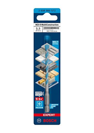 Bosch Expert 5.5x100 mm HEX-9 Çok Amaçlı Matkap Ucu 2608900572