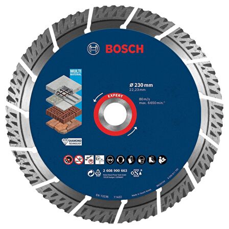 Bosch EXPERT MultiMaterial Elmas Kesme Diski 230 x 22,23 x 2,4 x 15 mm - 2608900663