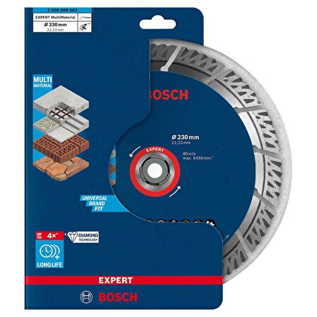 Bosch EXPERT MultiMaterial Elmas Kesme Diski 230 x 22,23 x 2,4 x 15 mm - 2608900663