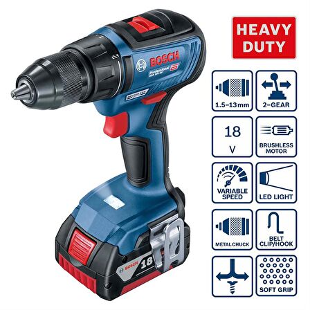 Bosch Professional GSR 18V-50 Akülü Vidalama 2Ah - 43 Parça Set